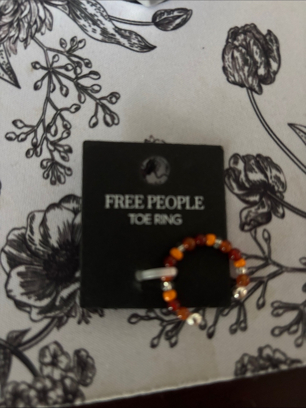 Free People toe ring Beaded Ring with Orange and Amber Tones NWT